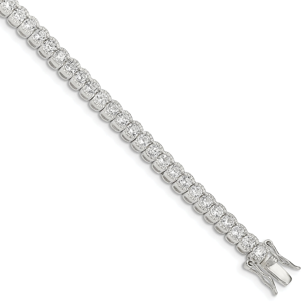 Silver Polished Cubic Zirconia Bracelet