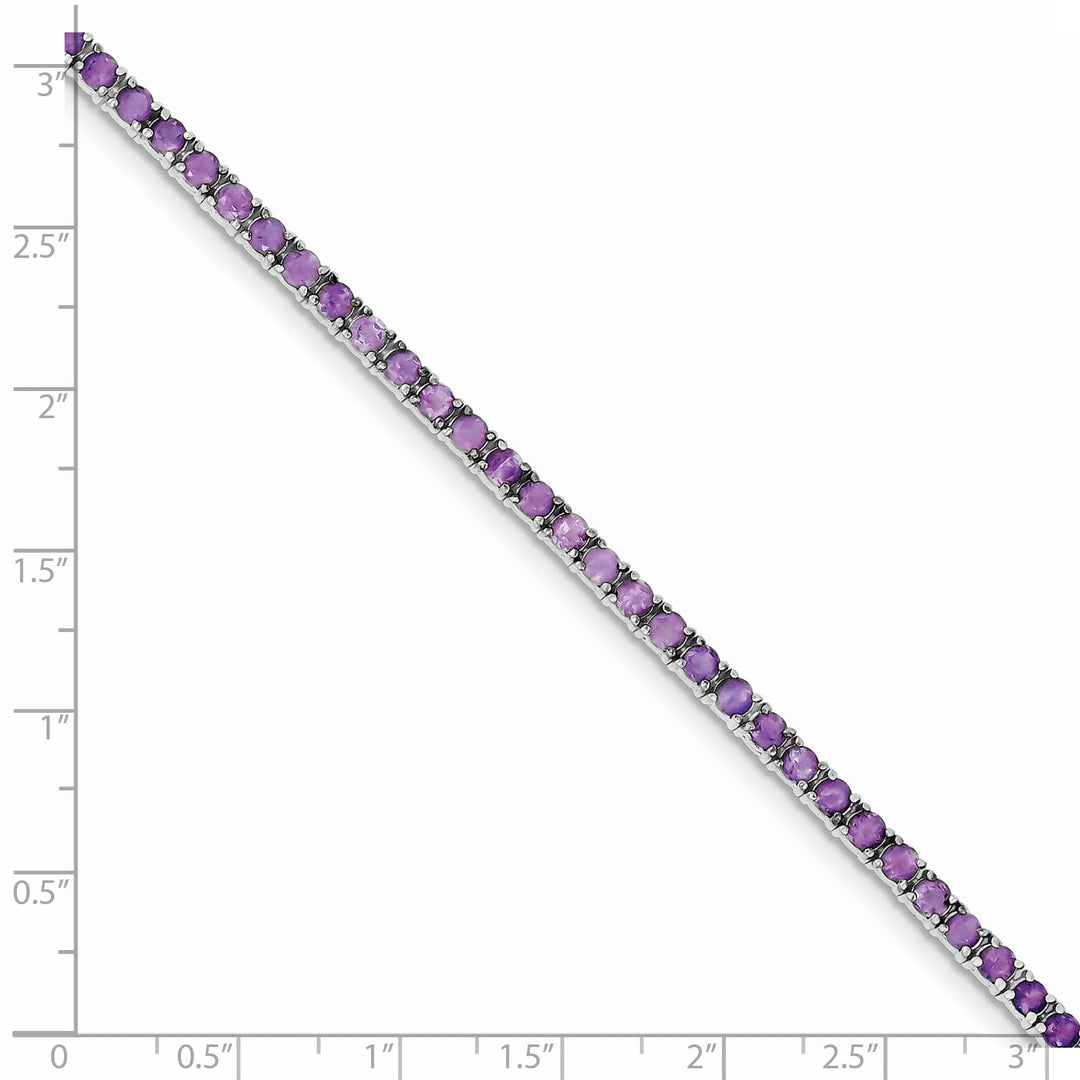 Silver Polished Amethyst Gemstone Bracelet