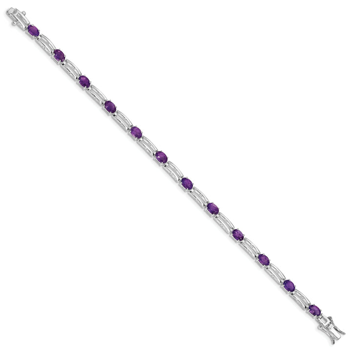 Silver Polished Amethyst Gemstone Bracelet