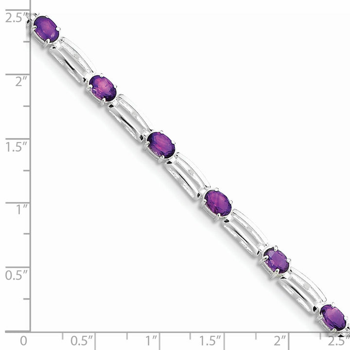 Silver Polished Amethyst Gemstone Bracelet