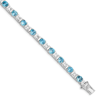 Silver BlueTopaz and C.Z 32 Stones Bracelet
