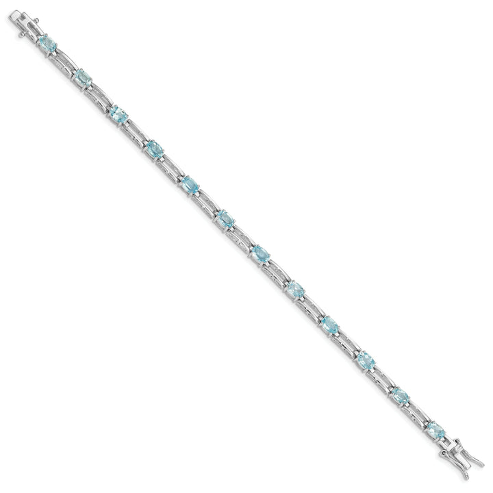 Silver Polished BlueTopaz Gemstone Bracelet