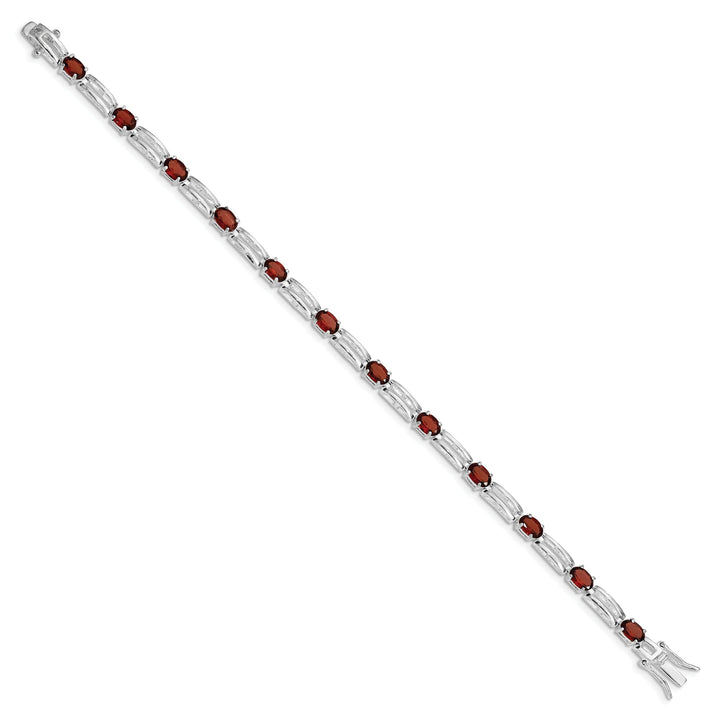 Sterling Silver Polish Finish Garnet Bracelet