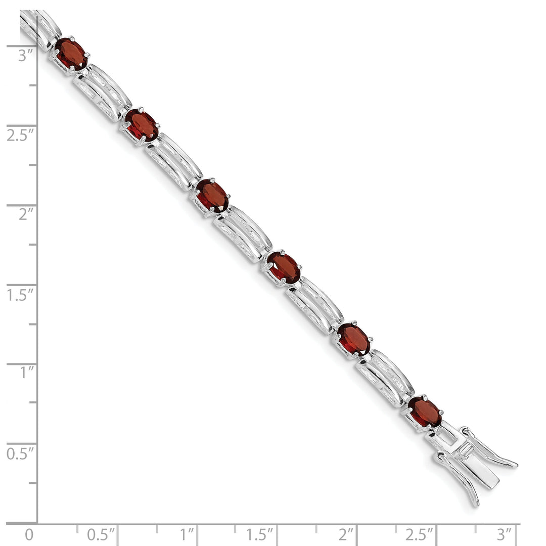 Sterling Silver Polish Finish Garnet Bracelet