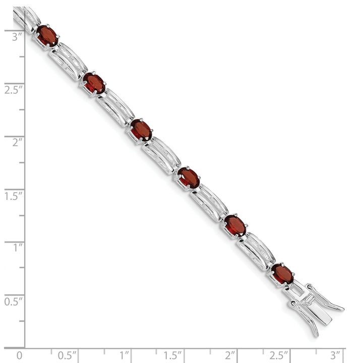 Sterling Silver Polish Finish Garnet Bracelet