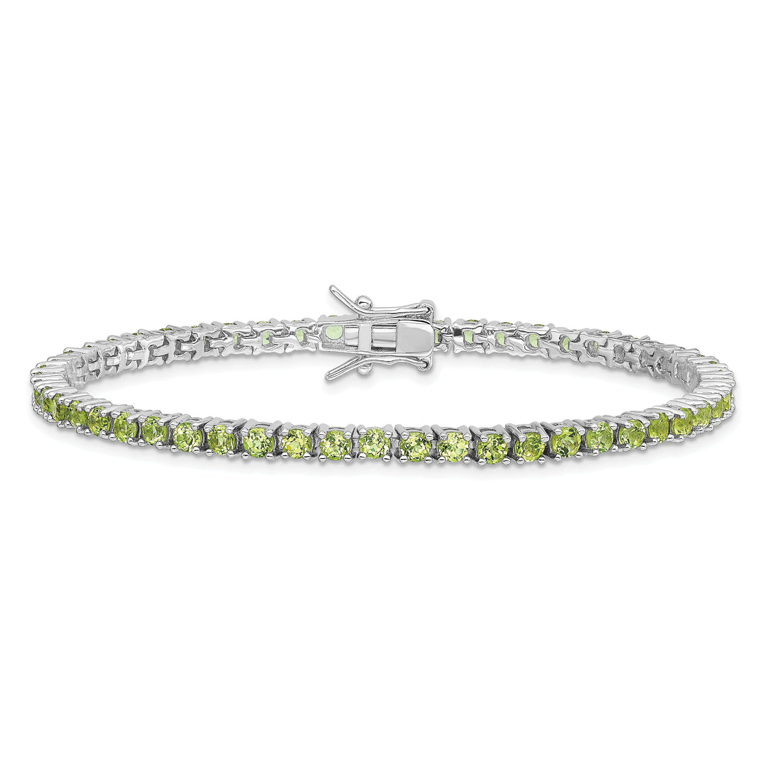 Silver Polished Peridot Gemstone Bracelet