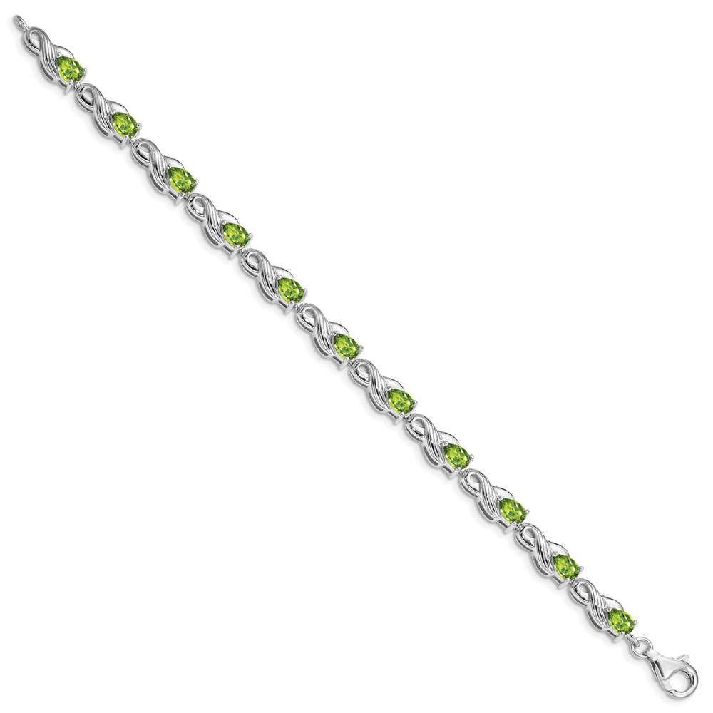 Silver Polish Finish Peridot Gemstone Bracelet