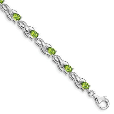 Silver Polish Finish Peridot Gemstone Bracelet at $ 178.5 only from Jewelryshopping.com