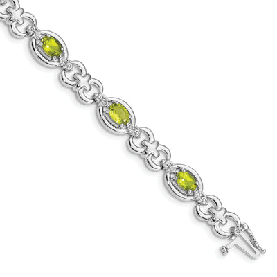 Silver Polished Peridot Gemstone Bracelet at $ 233.04 only from Jewelryshopping.com