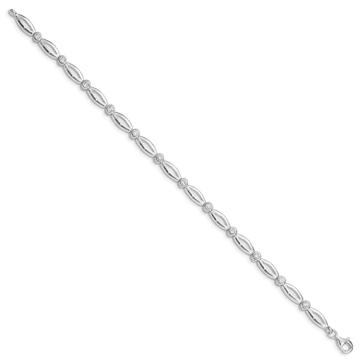 Silver Polished Fancy Cubic Zirconia Bracelet