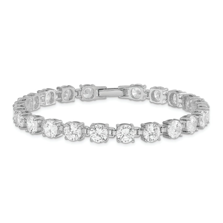 Silver Polished Finish Cubic Zirconia Bracelet
