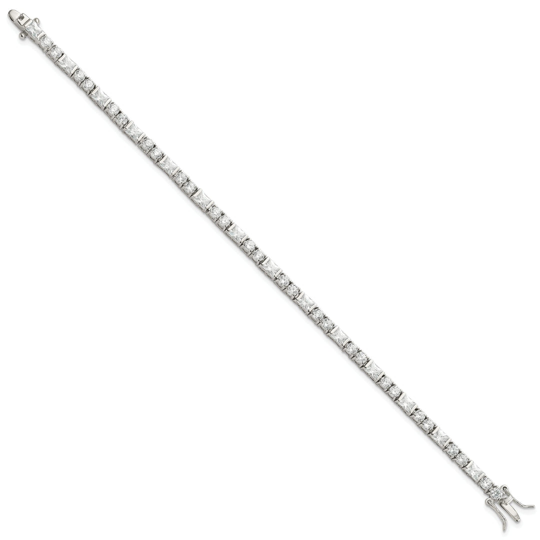 Silver Polished Cubic Zirconia Tennis Bracelet