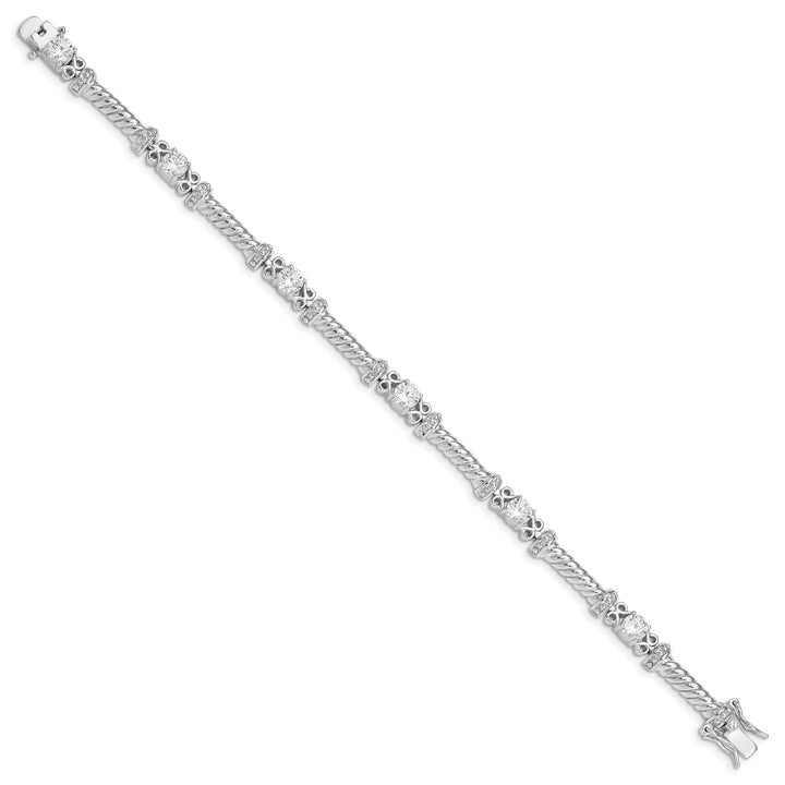 Silver Polished Finish Cubic Zirconia Bracelet