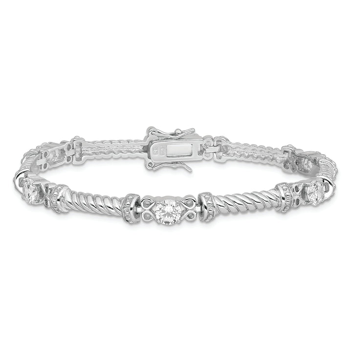 Silver Polished Finish Cubic Zirconia Bracelet