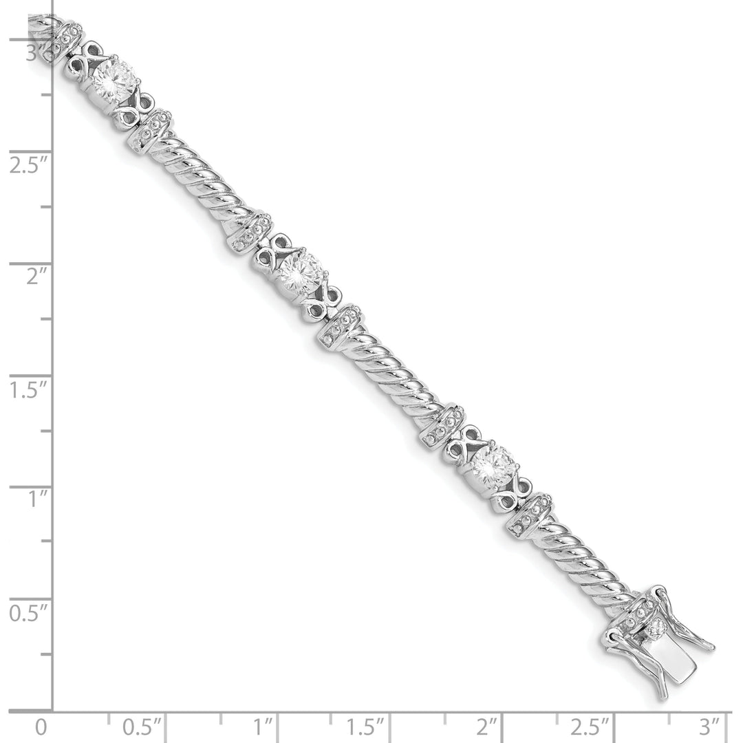 Silver Polished Finish Cubic Zirconia Bracelet