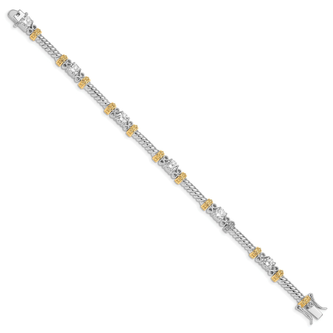 Silver Polished Finish Vermeil C.Z Bracelet