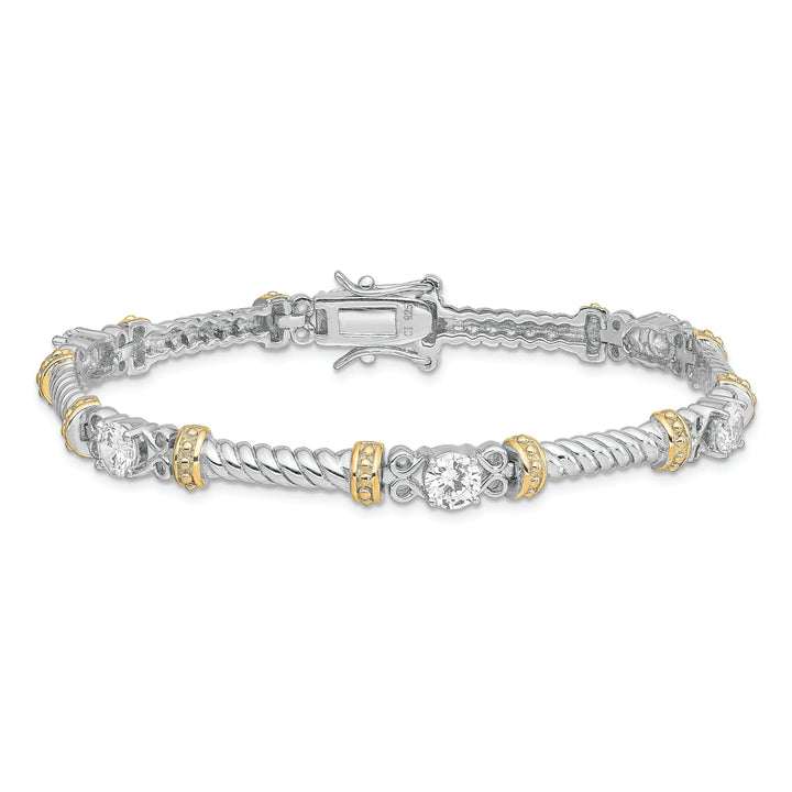 Silver Polished Finish Vermeil C.Z Bracelet