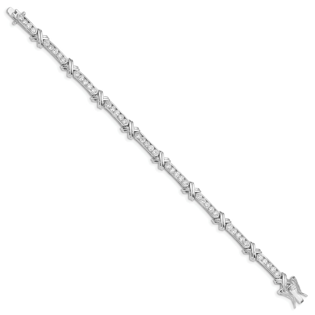 Silver Polished Finish Cubic Zirconia Bracelet