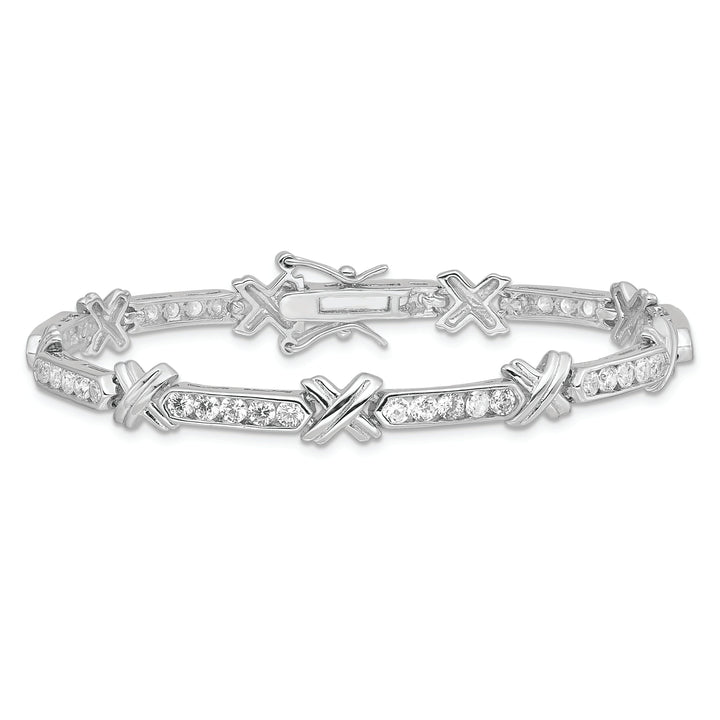 Silver Polished Finish Cubic Zirconia Bracelet