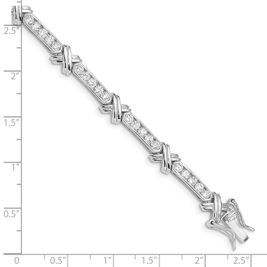 Silver Polished Finish Cubic Zirconia Bracelet