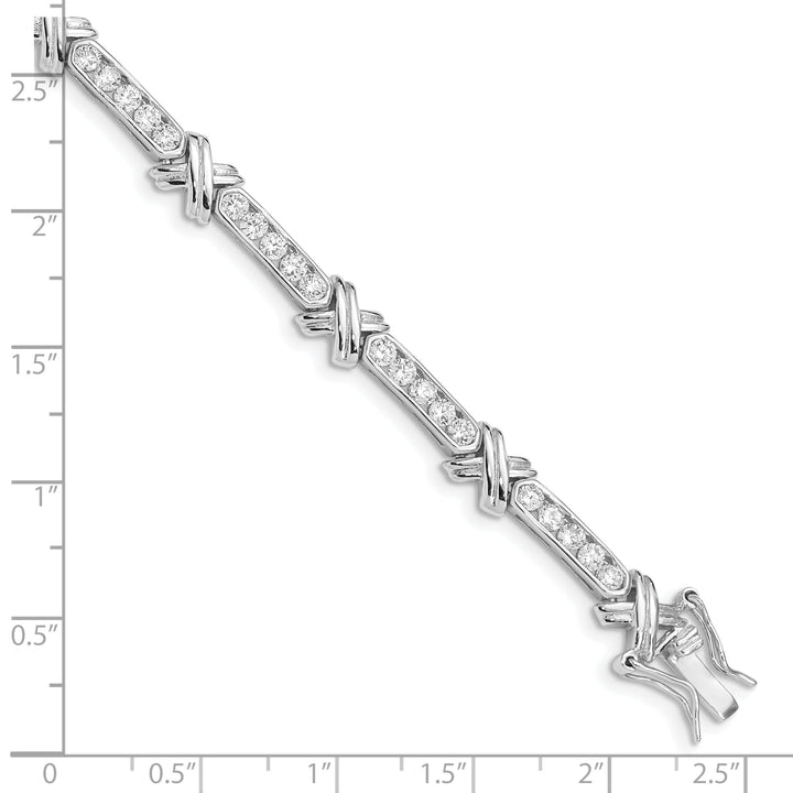 Silver Polished Finish Cubic Zirconia Bracelet