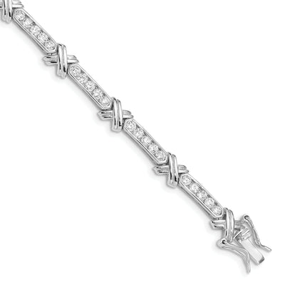 Silver Polished Finish Cubic Zirconia Bracelet at $ 156.72 only from Jewelryshopping.com