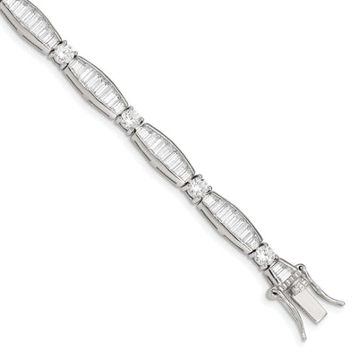 Silver Polished Finish Pave C.Z Bracelet at $ 150.05 only from Jewelryshopping.com