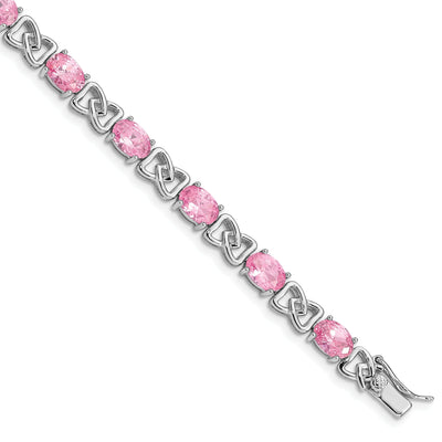 Silver Polished Finish Pink C.Z Bracelet at $ 153.66 only from Jewelryshopping.com