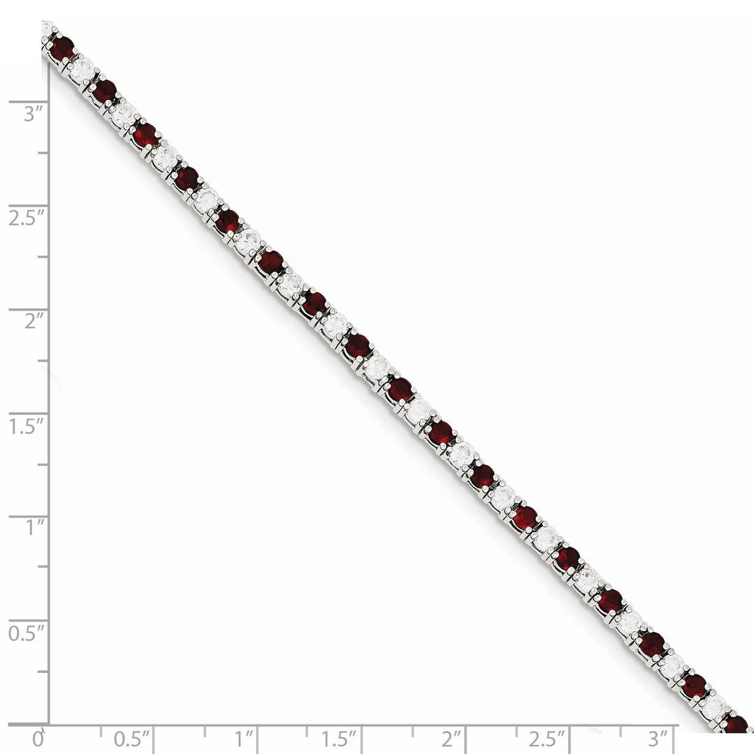 Silver Red and White Cubic Zirconia Bracelet