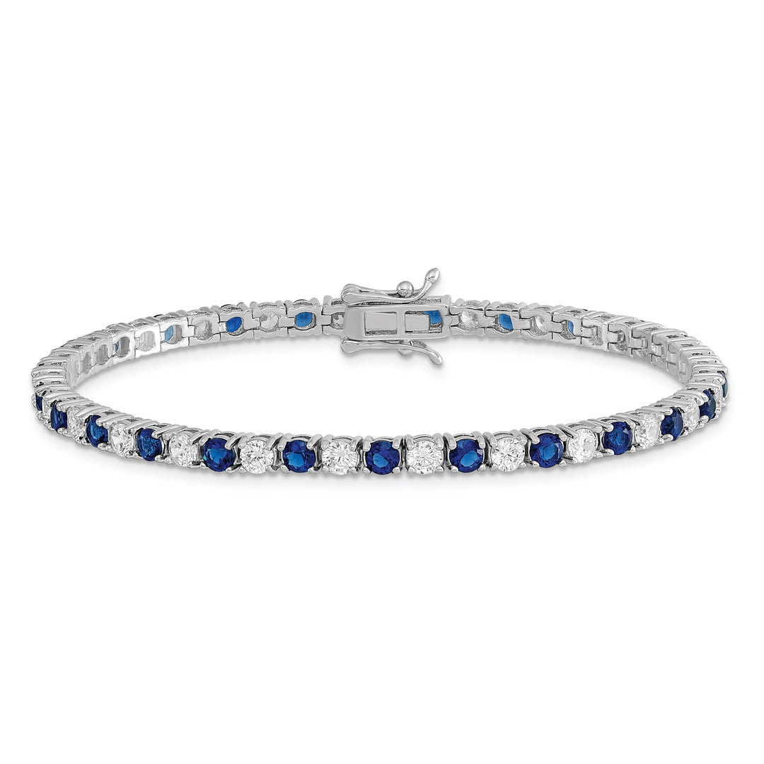 Silver Blue and Clear Cubic Zirconia Bracelet