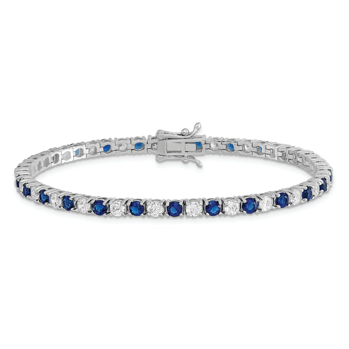 Silver Blue and Clear Cubic Zirconia Bracelet