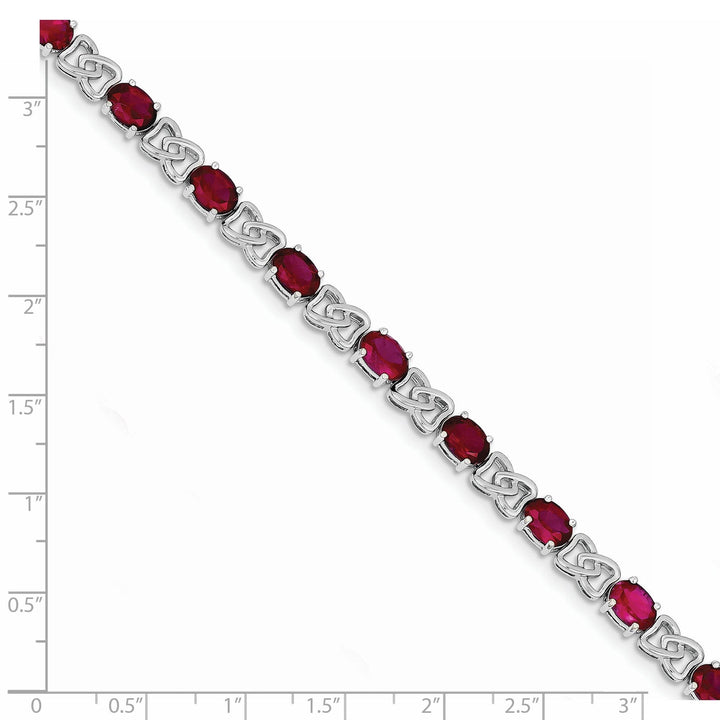 Silver Polished Red Cubic Zirconia Bracelet