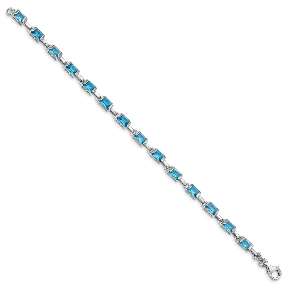 Silver Stones Blue Topaz Gemstone Bracelet