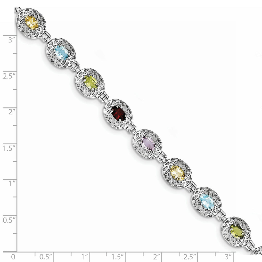 Silver Multi-Color Semi-Precious Stone Bracelet