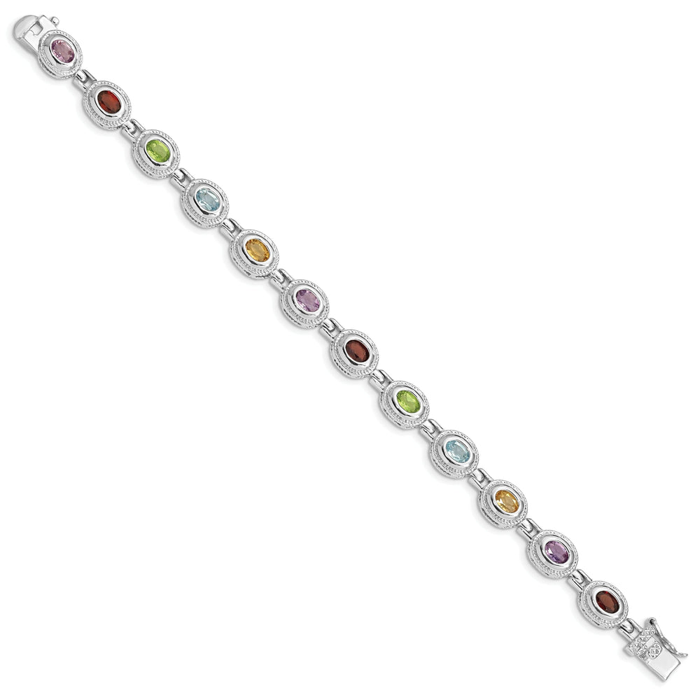 Silver Rainbow Semi Precious Stone Bracelet