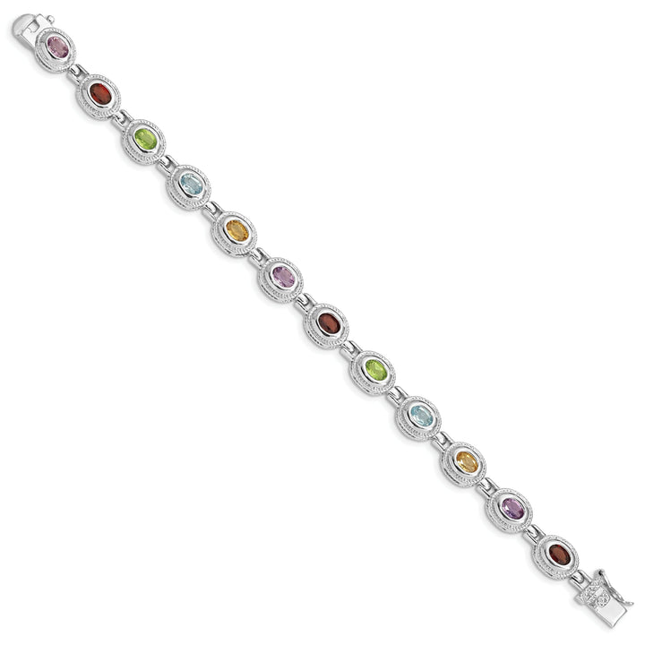 Silver Rainbow Semi Precious Stone Bracelet