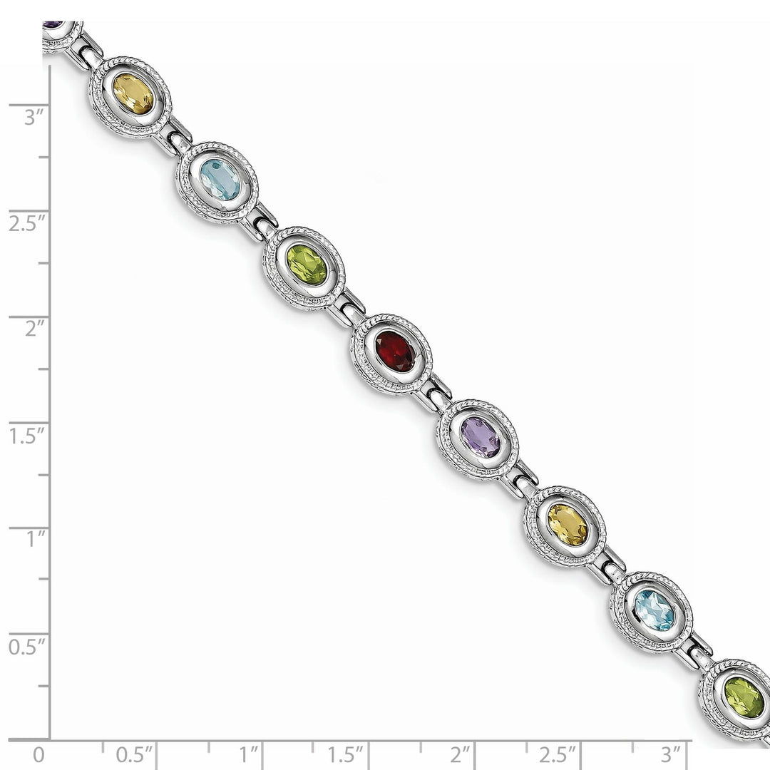 Silver Rainbow Semi Precious Stone Bracelet