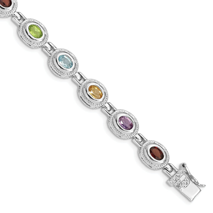 Silver Rainbow Semi Precious Stone Bracelet