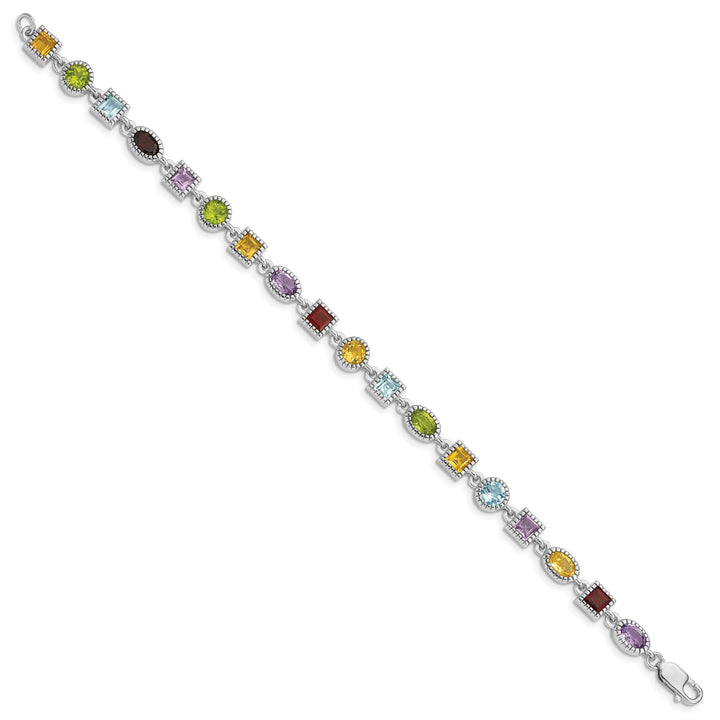 Silver Rainbow Semi Precious Stone Bracelet