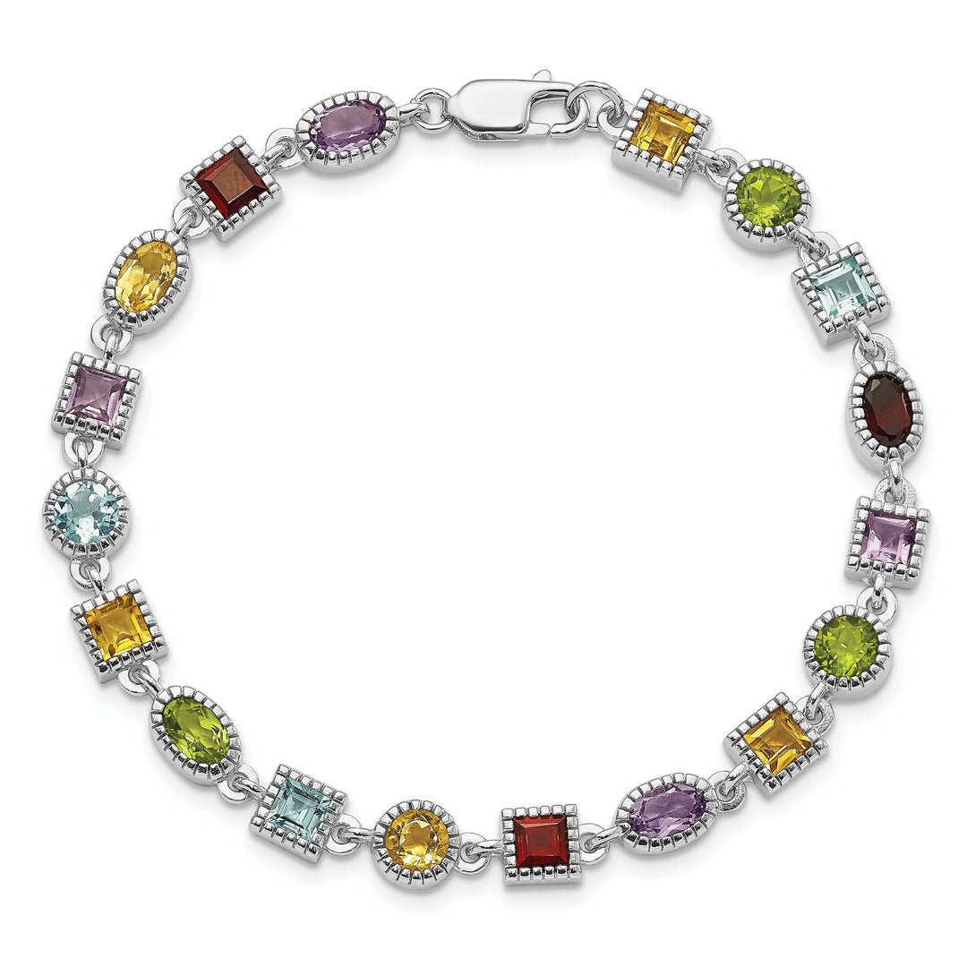 Silver Rainbow Semi Precious Stone Bracelet