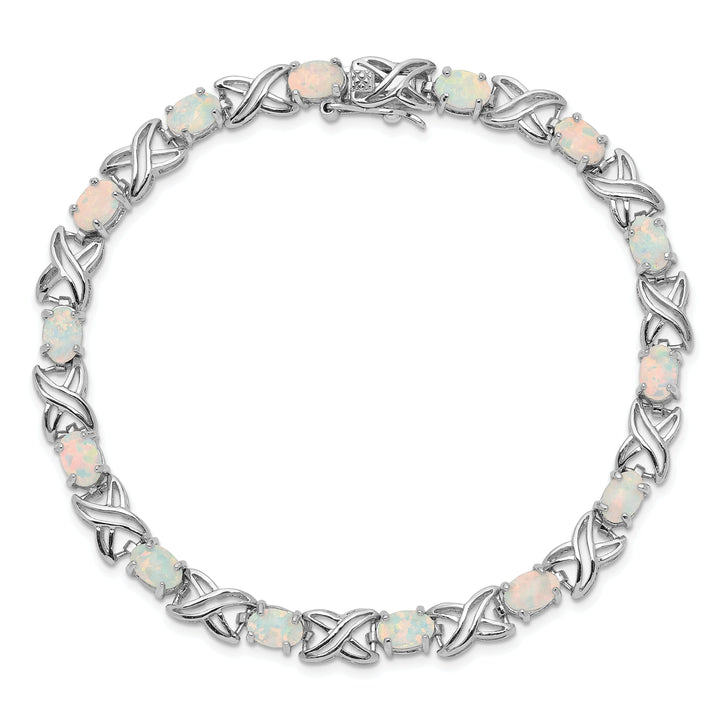 Silver Polished Finish Created Opal XO Bracelet