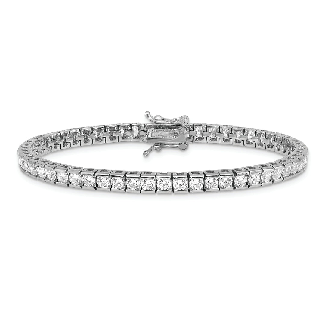 Silver Polished Rhodium Open Back C.Z Bracelet