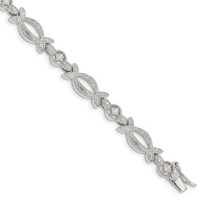 Sterling Silver Polish Cubic Zirconia Bracelet at $ 106.09 only from Jewelryshopping.com