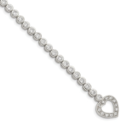 Silver Polished C.Z Heart Tennis Bracelet at $ 96.2 only from Jewelryshopping.com