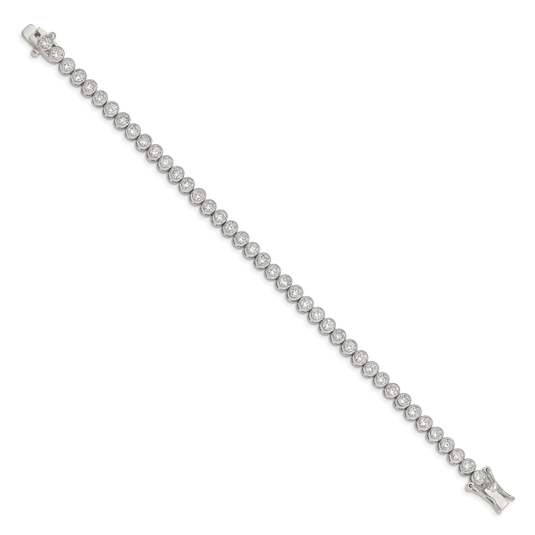 Silver Polished Finish Cubic Zirconia Bracelet