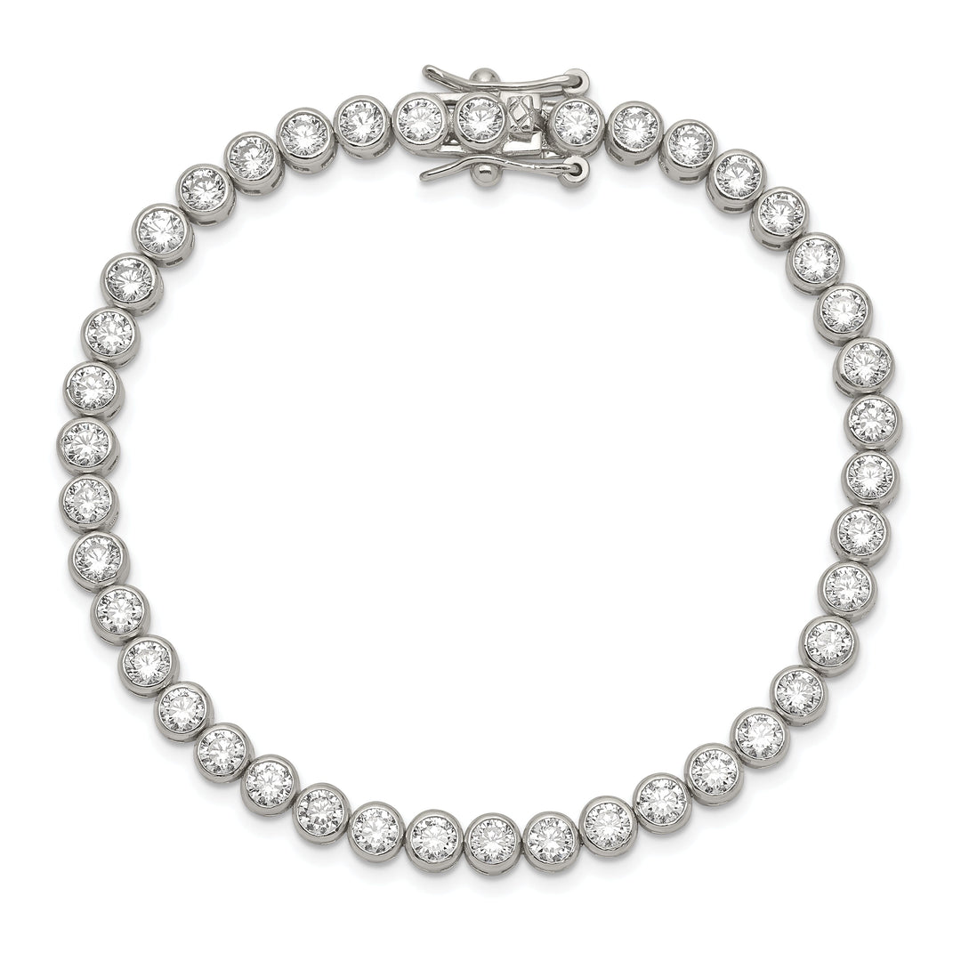 Silver Polished Finish Cubic Zirconia Bracelet