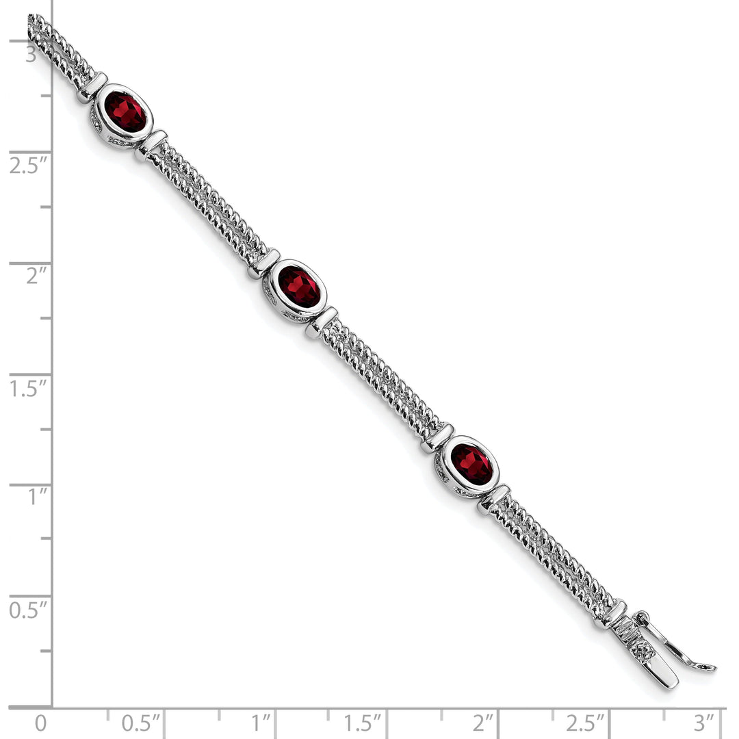 Sterling Silver Polish Finish Garnet Bracelet