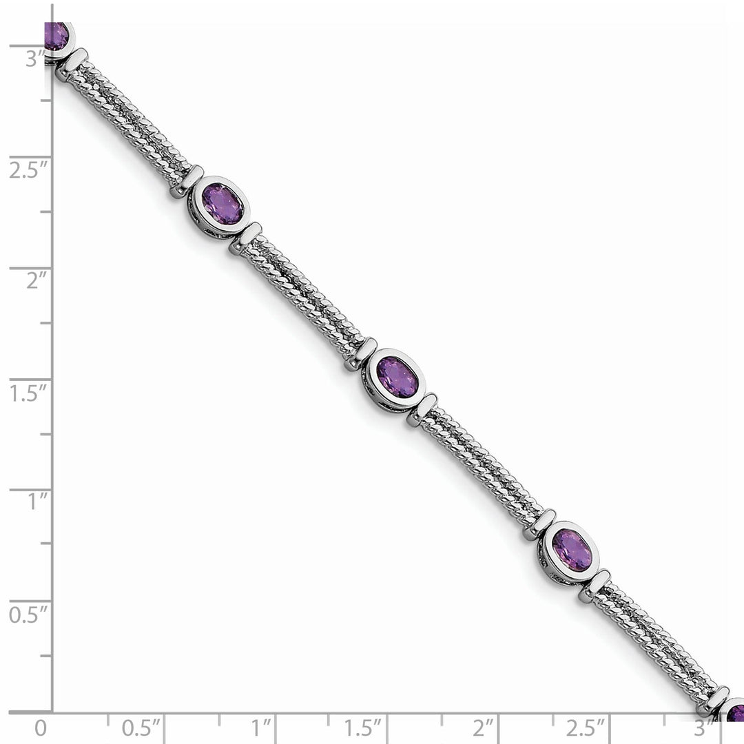 Silver Genuine Amethyst Gemstone Bracelet