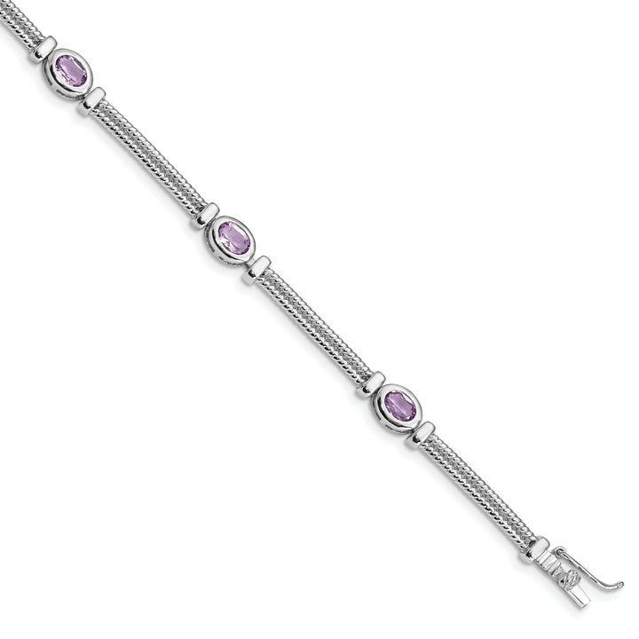 Silver Genuine Amethyst Gemstone Bracelet