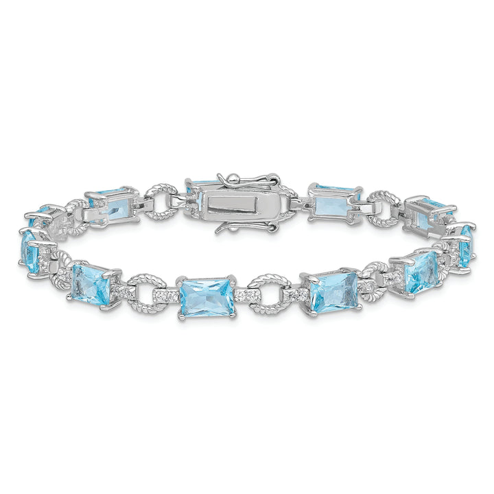 Silver 11 Stones Blue and Clear C.Z Bracelet